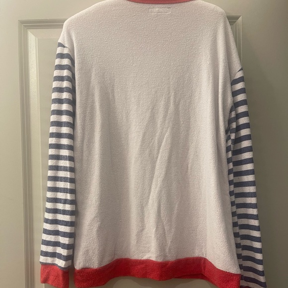 Michael Lauren Serge Stripe Pullover in Cloud & Cayenne in Size Xsmall - Picture 6 of 9